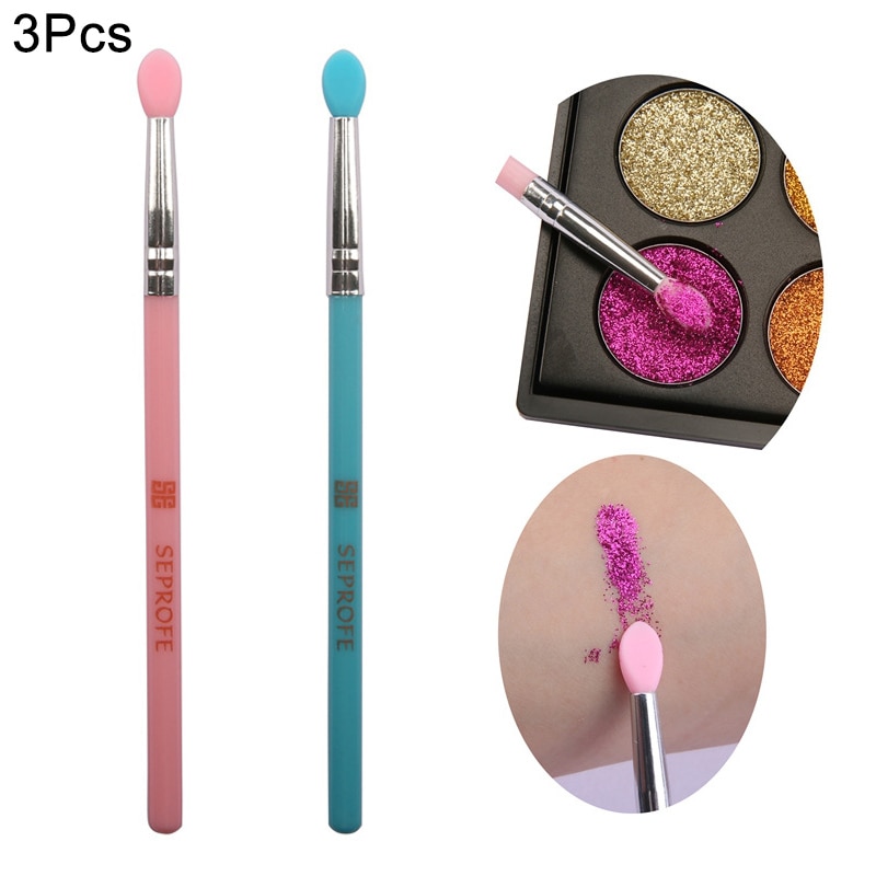 3 Pcs Makeup Brushes Set Soft Silicone Head Plastic Handle Eye Shadow Lip Applicator Brush Tools Silicone Makeup brushes Kit