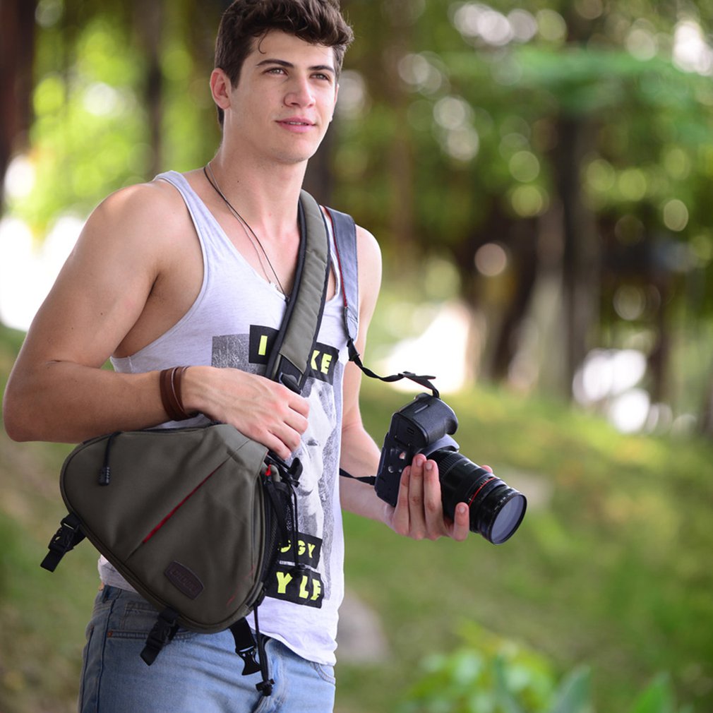 K1 Mode Digitale Camera Tas Diagonaal Schouder Camera Tas Slr Camera Tas Fotografie Camera Rugzak Legergroen Taille Packs