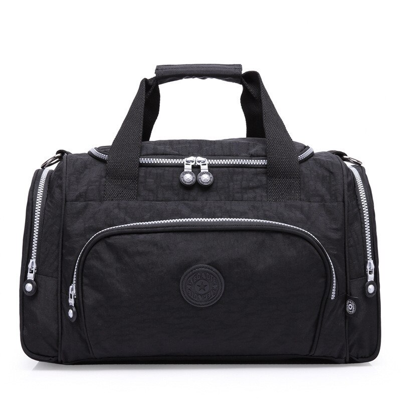 Bolsos de viaje de para hombre, bolsos de lona de viaje para mujer de gran capacidad, bolso de viaje de nailon para hombre, bolsa de viaje plegable: black