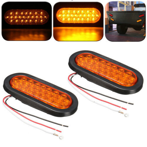2x 12V 24 Led Oval Truck Trailer Stop Turn Tail Brake Light Side Marker Lamp Trailer Truck Lamp Kit Set