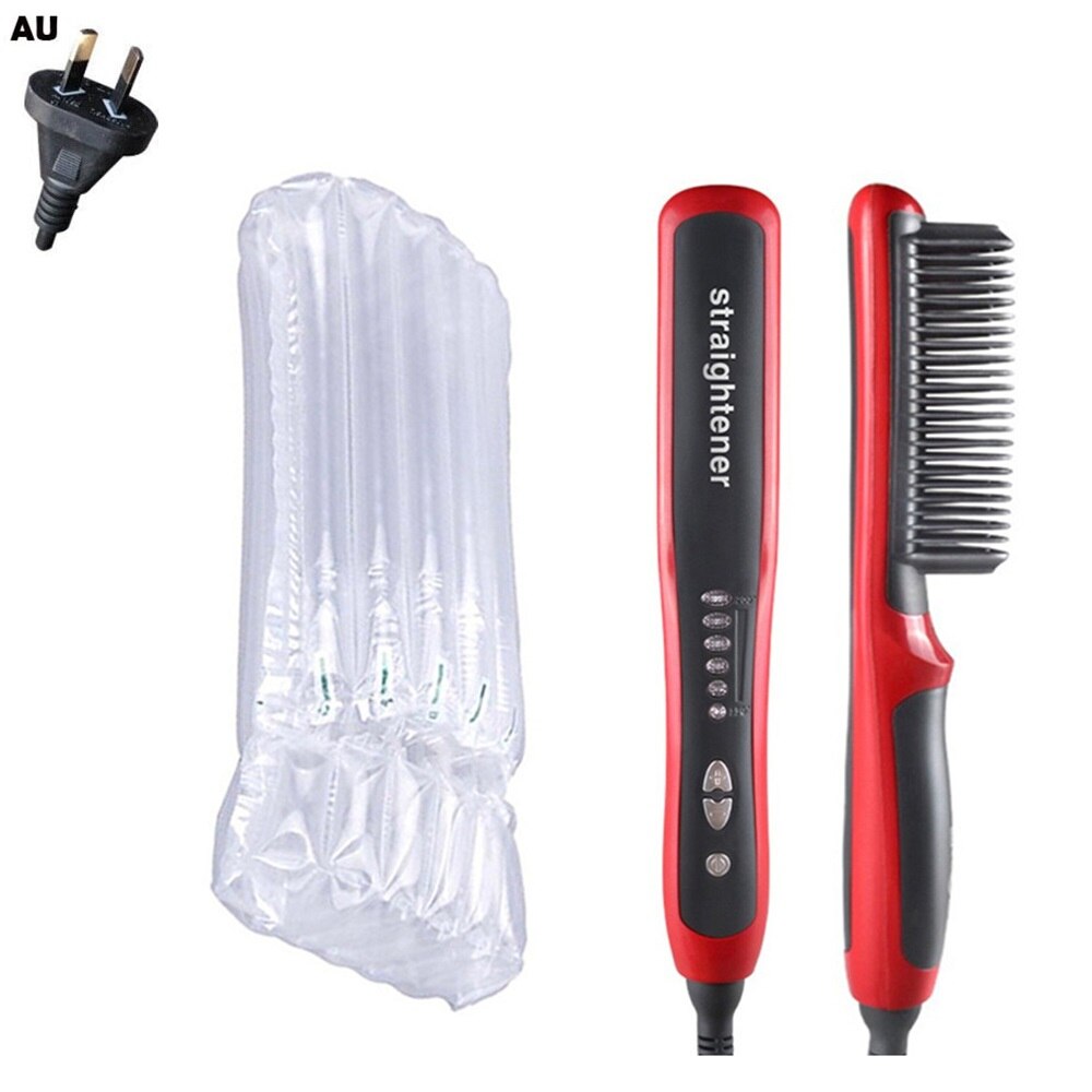 Cepillo alisador de cerámica antiestático peine plancha de pelo Pro LCD calentamiento eléctrico iónico rápido alisador de pelo seguro: Red no box AU PLUG