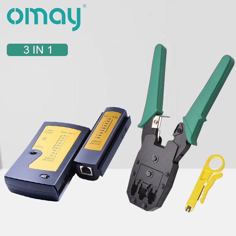 Pince à sertir RJ11 RJ45 verte pour OMAY 6P 8P, testeur de câbles réseau, outil pratique: 3 in 1