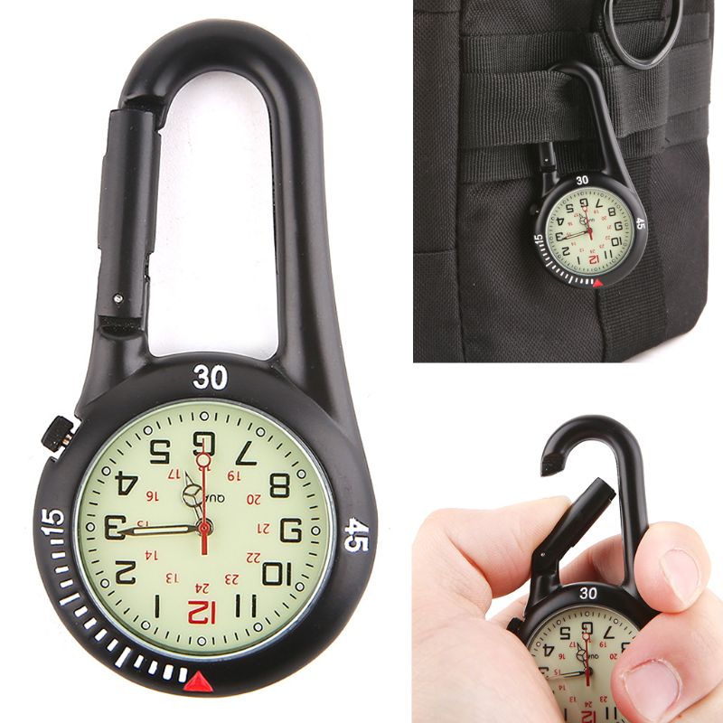 draussen Karabiner Fluoreszierende Uhren Rucksack Schnalle Klettern Haken Leuchtende Uhr-Gesicht