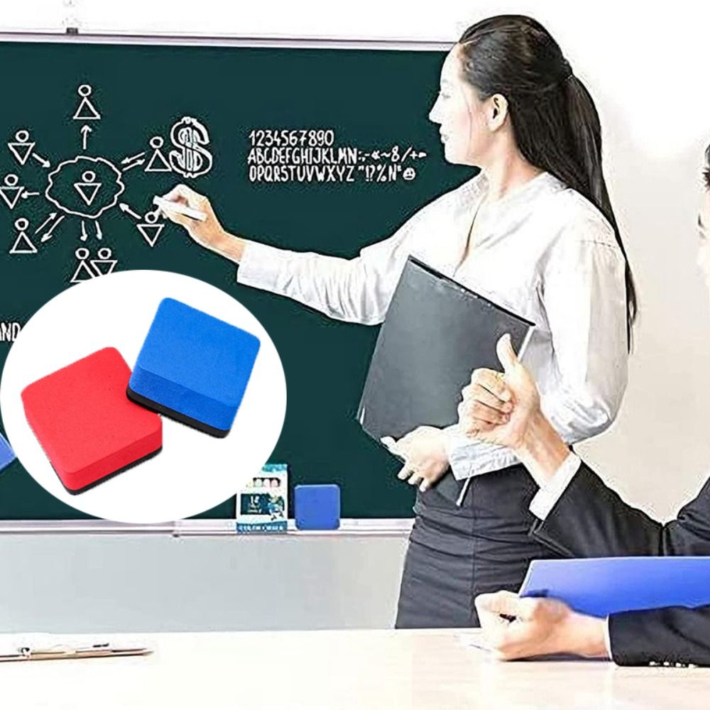 2 stuks duurzame magnetische whiteboard gum vierkante tweekleurige schoolbordreinigers EVA vilt schoolbord veeg kinderen