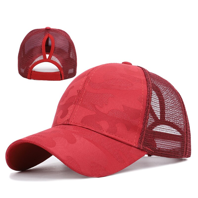 Sommer kvinder baseball kasket camouflage afslappet hestehale snapback hat mesh kvindelig justerbar hip hop kasket