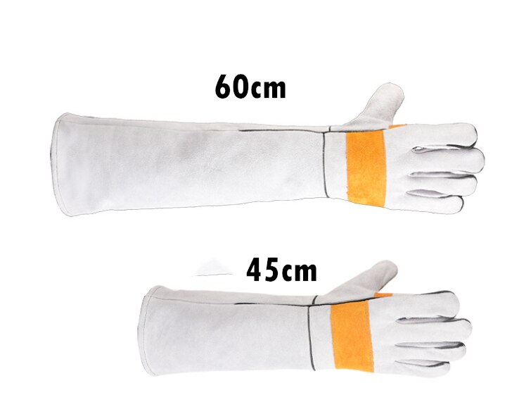 Puremisen esto purentakäsineet koiralle kissa matelija pitkä nahka lemmikit tarttuminen pureminen suojakäsineet puutarhanhoito työ junakäsineet: 45cm / Valkoinen