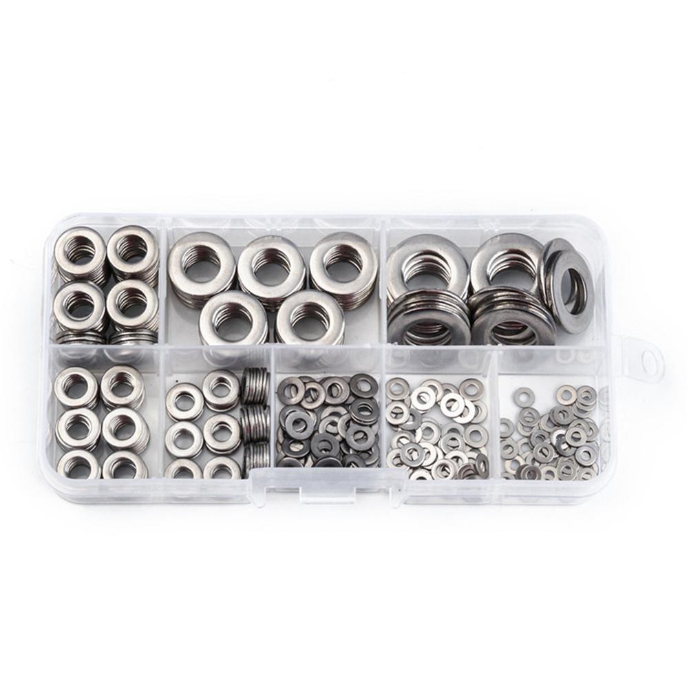 360Pcs Flat Washers M2 M2.5 M3 M4 M5 M6 M8 M10 Stainless Steel Flat Machine Washer Plain Flat Gasket Rings Car Accessories