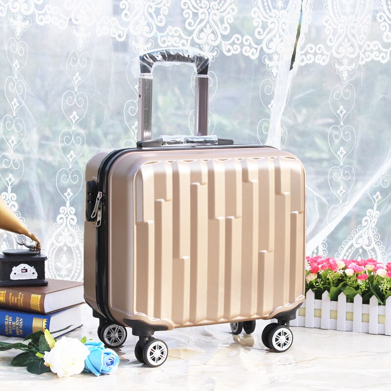 Mute Universele Wiel Kofferbak Mini Cabine Unisex Kleine Trolley Case Wachtwoord Koffer 18 Inches Trolley Abs Hars: champagne