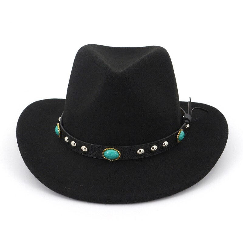 Bull rider jazz fedora solhat mænd kvinder filt hatte bånd band western cowboy hat sort 6 farver trilby bowler hat til unisex