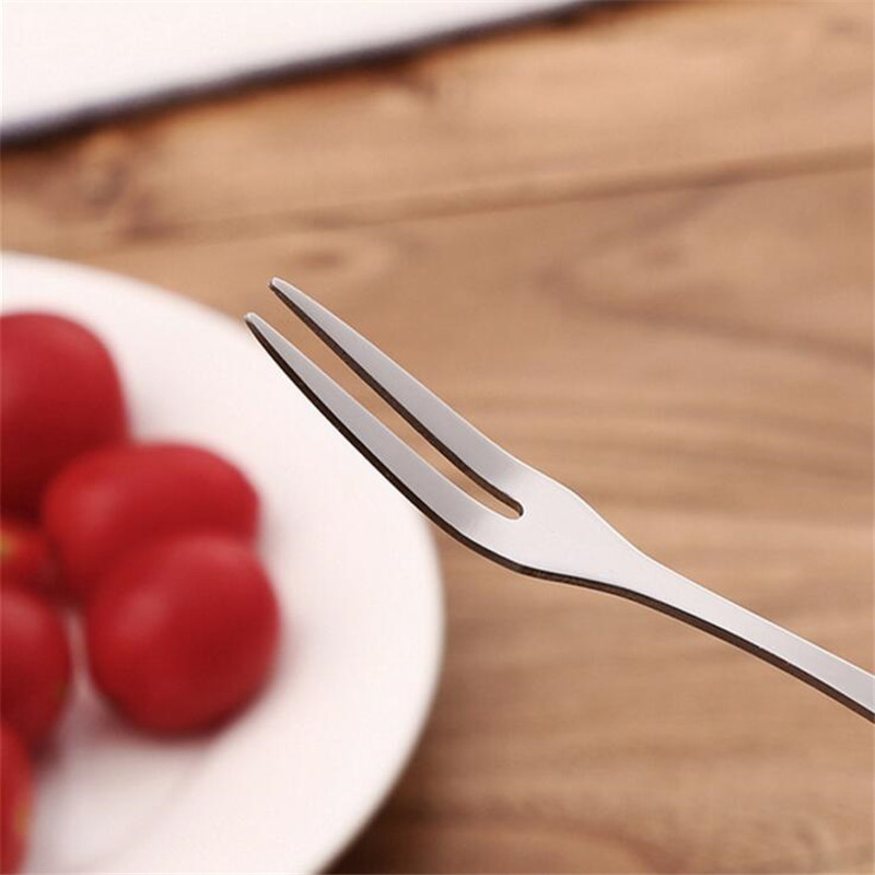 HOMETRE 4 pièces/ensemble fourchette à fruits acier inoxydable métal deux broches nourriture gâteau viande Dessert fourchettes vaisselle ensemble fête table entrepôt H315