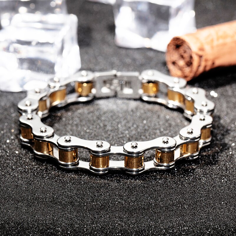 Trustylan Hiphop Punk Rock Fiets Ketting Armband Mannen Black Golden Rvs Heren Armbanden Armbanden Beste Vrienden Sieraden