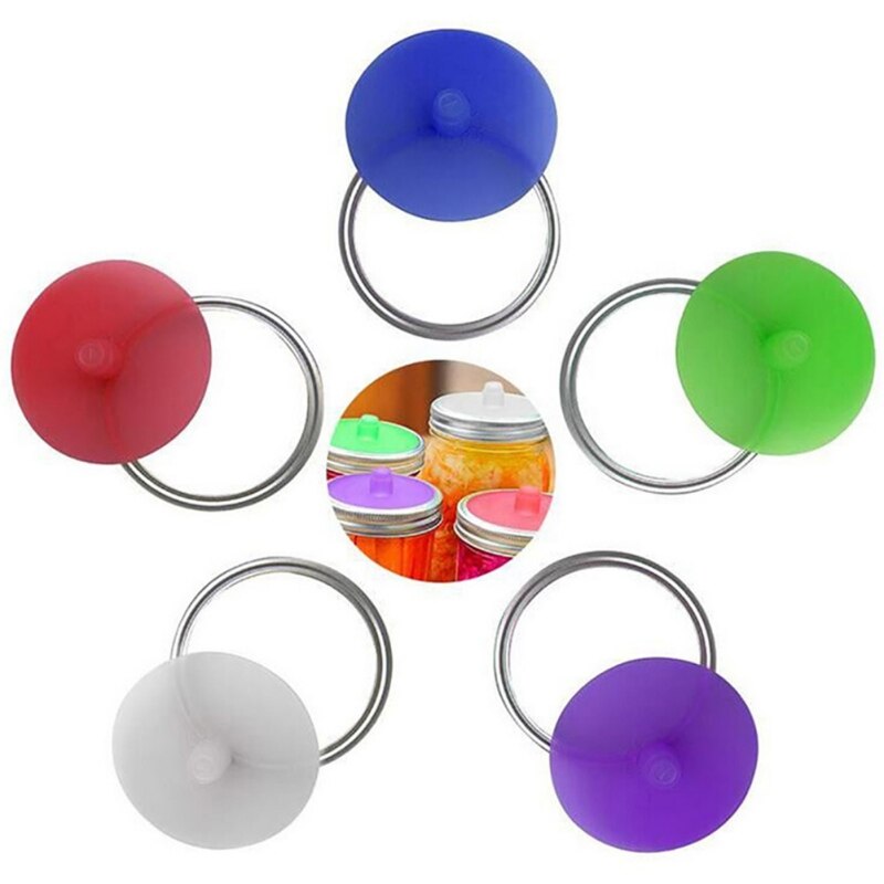 Brede Mond Mason Pot Deksels Siliconen Deksels Met Verzegelde Ring Waterloze Luchtsluis Gisting Deksels Voor Zuurkool Kimchi Pickles