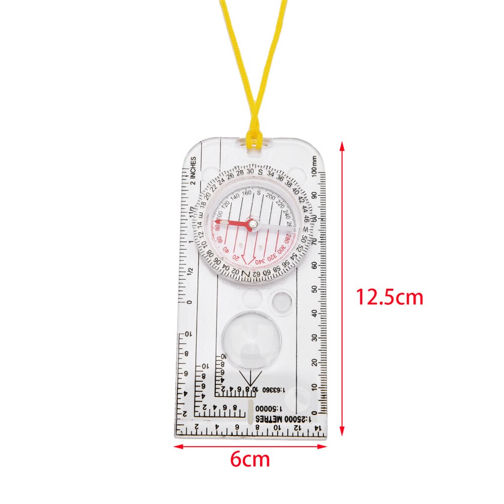 Outdoor Compass Ruler Surveying Map Scale Measuring For Hiking Camping Drawing Tool Lanyard Light Weight And Portable.