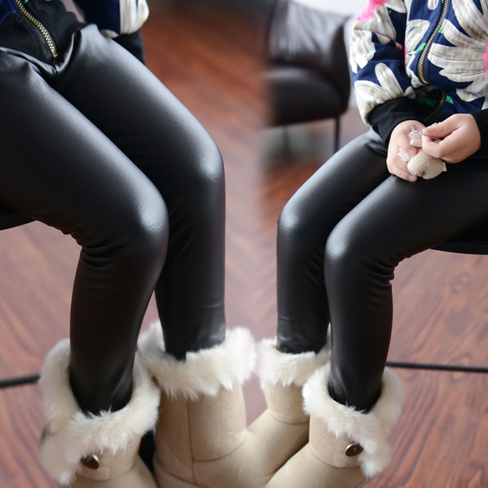 Vinter hår förtjockning barn läderimitation byxor leggings varma byxor cuhk byxor av flickorna babybyxor