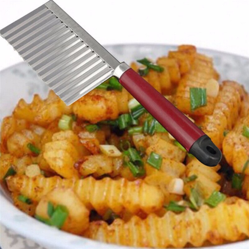 Französisch Braten Cutter Edelstahl Kartoffel Wellig Eingefasst Cutter Messer Küche Gerät Gemüse Obst Kartoffel Schäler Kochen Werkzeuge
