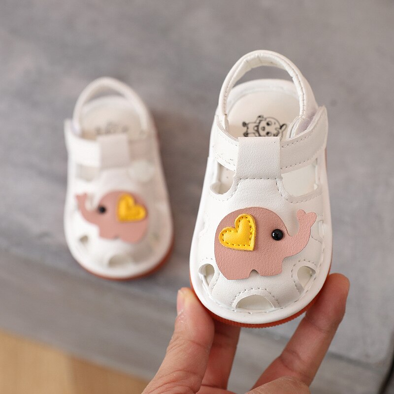 Baby Girls Summer Sandals Anti-collision Toddler Boys Shoes Soft Bottom Baby First Walkers Casual Beach Sandals SXJ066: SXJ066White / CN 16 insole 11cm