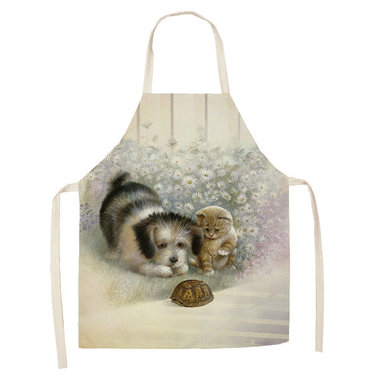 Leinen hund thema Druck Küche Schürzen unisex Abendessen Party Kochen Lätzchen Lustige Schürze Reinigung Schürze: 6 / 38x47cm Pro Kinder