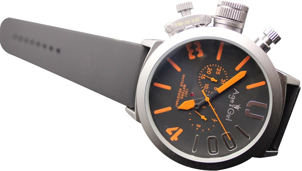 Klassieke heren sporthorloge met zwarte rubberen klassieke u-vorm, automatisch mechanisch, zelfopwindend horloge met linkse haak, big 50mm boat horloges: 14