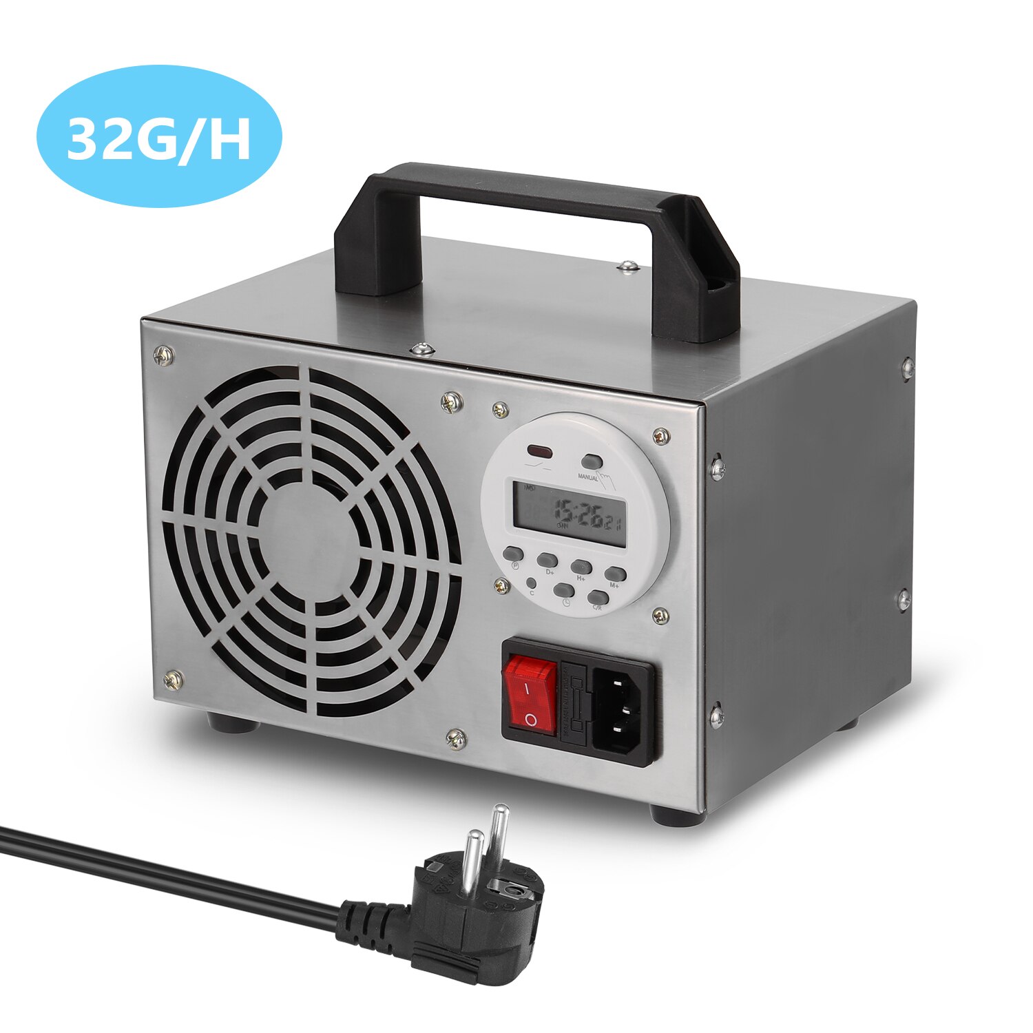HF258 générateur d'ozone ménage ozonateur Air désinfecteur purificateur acier inoxydable filtre à Air désinfection stérilisation synchronisation: 32 g  / Us Plug
