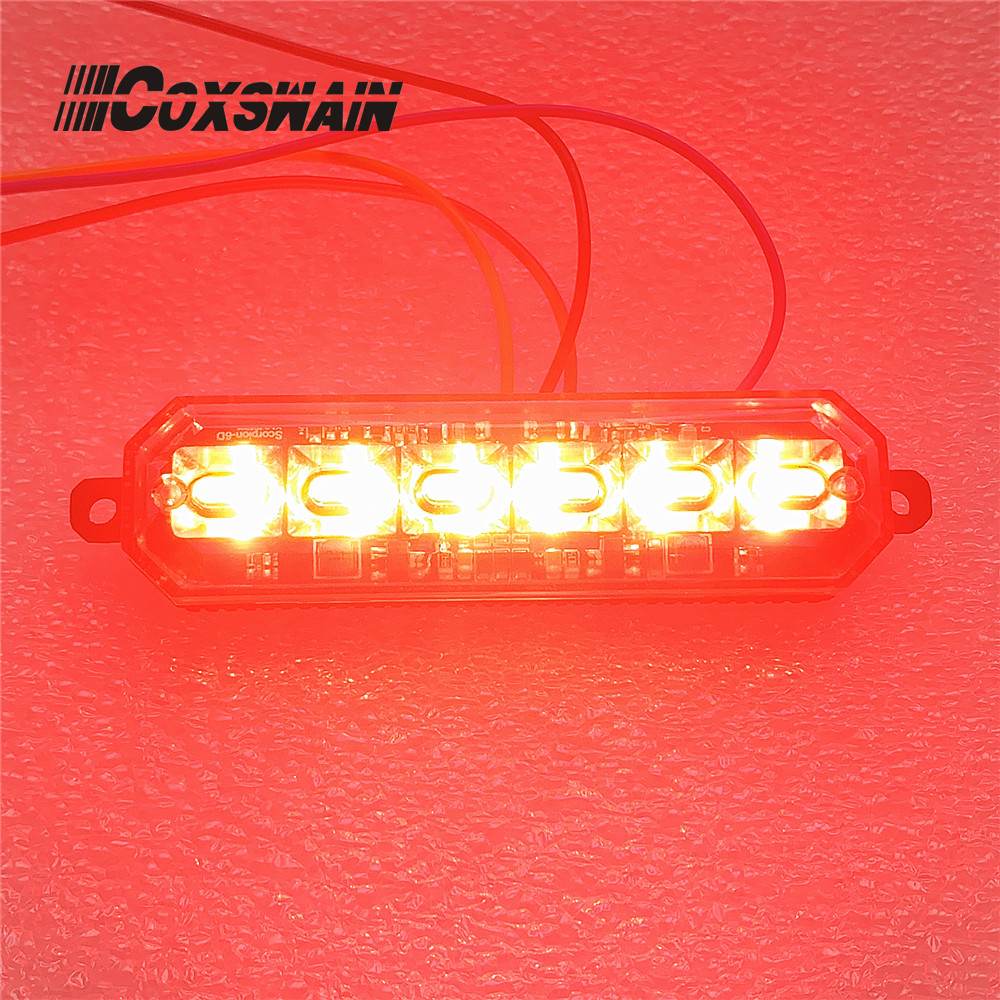 Luz LED estroboscópica para parrilla de coche, luces Flash de montaje en superficie, luz de advertencia de peligro para policía, ambulancia, vehículos de camión de bomberos, 6x3W, 1 unidad