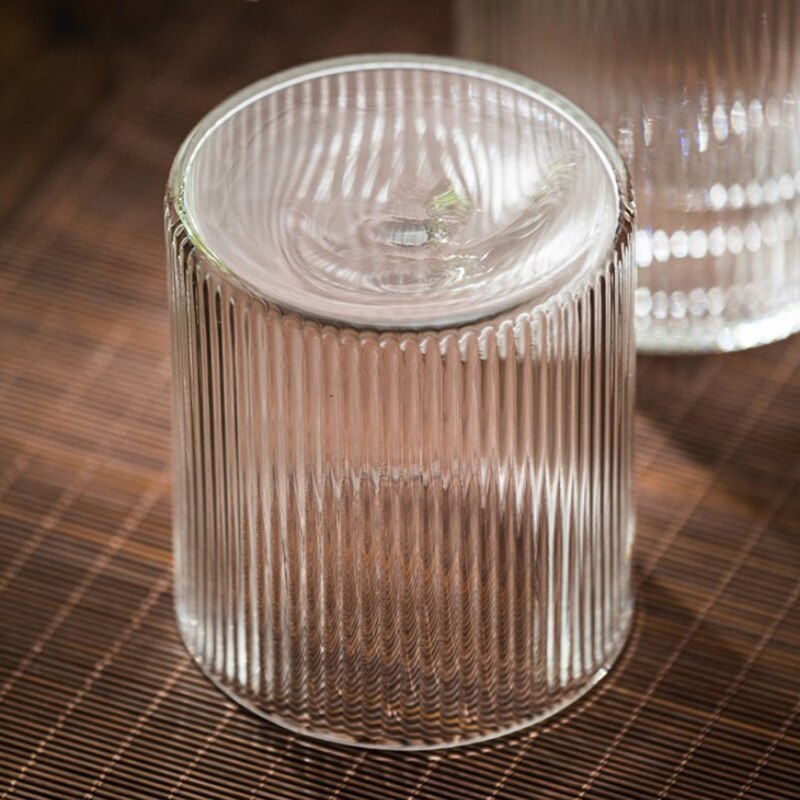 Ribbet glass whiskyglass vertikal kornkopp varmebestandig tevann er kaffe juice kopp japansk håndlaget