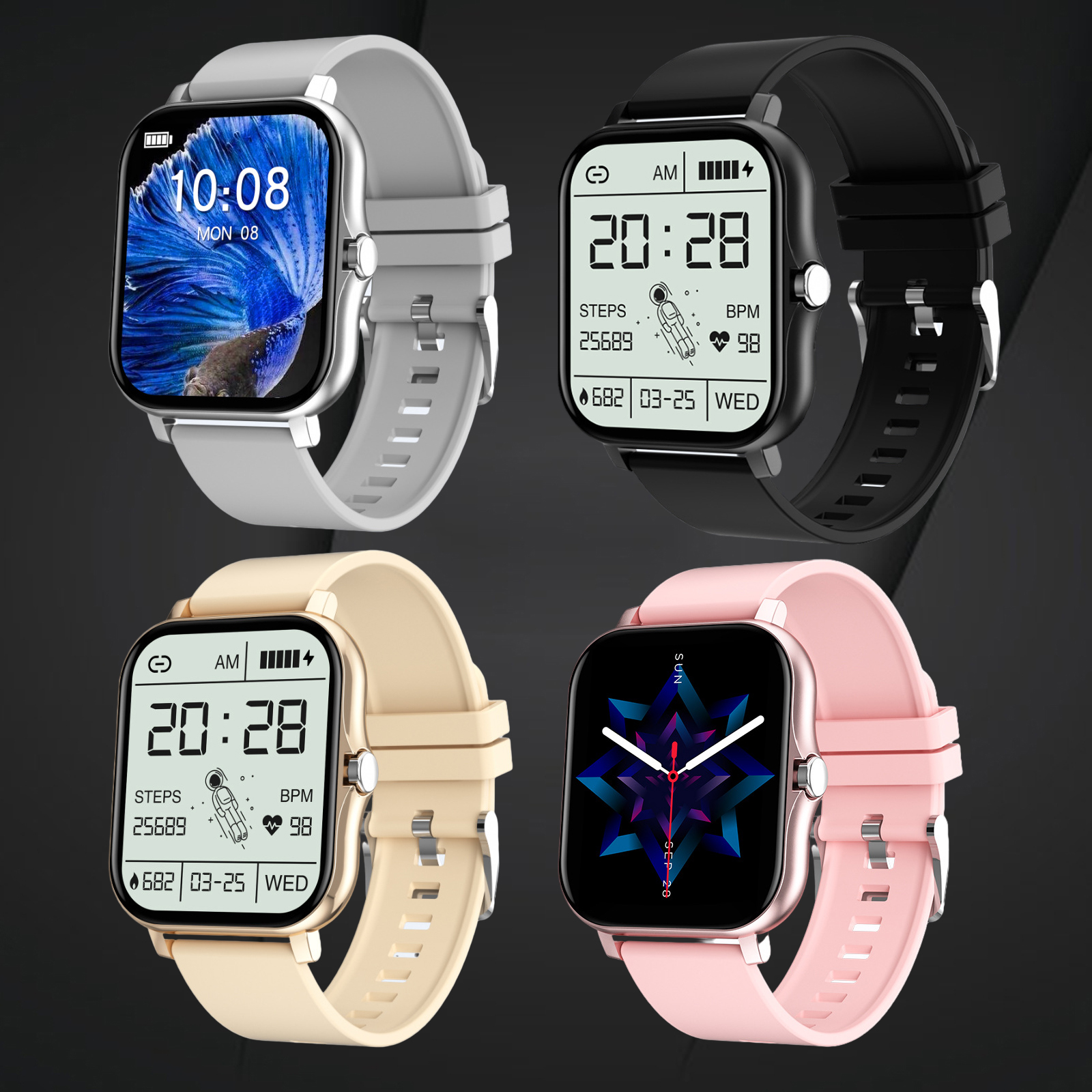 GT20 1,69 "reloj inteligente Smartwatch recordatorio de llamada Monitor de presión arterial dormir seguidor de actividad/deporte impermeable pulsera