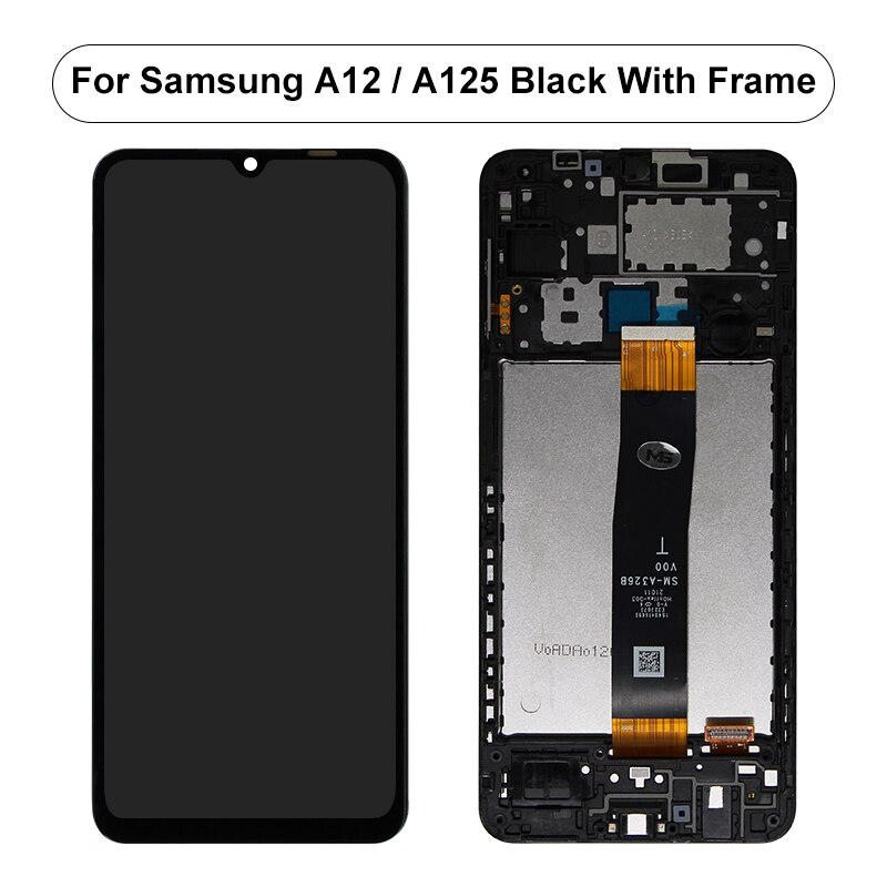 6.5 "Voor Samsung Galaxy A12 Display A125F A125 Lcd Touch Screen Digitizer Voor A125 Lcd A125H A125F/Ds display Vervangende Onderdelen: Black with frame