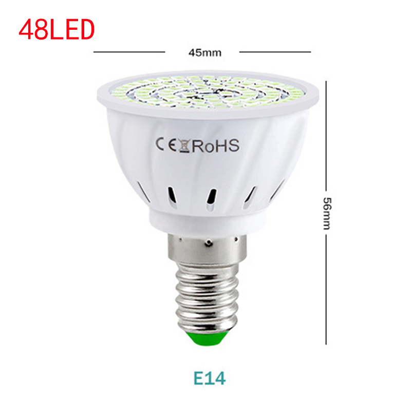 Ultraviolet germicidal lamp UV E27 Ultraviolet UVC Light GU10 MR16 Sterilization Lamp Cup Corn Bulb Disinfection Lamp Kill Mites: E14 48LED