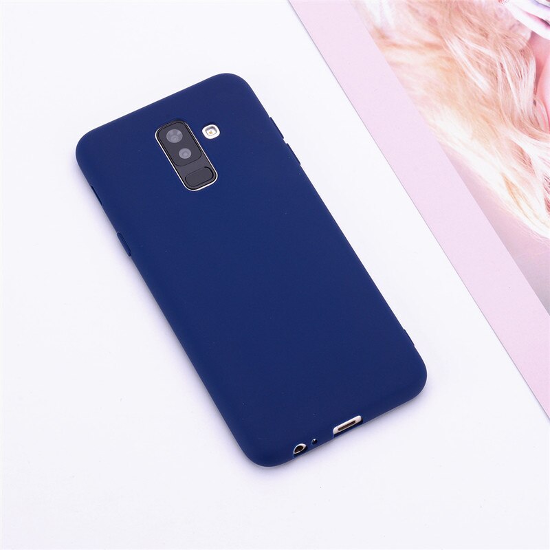 Silicone Case For Samsung Galaxy A6 case SM A600 A600F Candy Soft Case For Samsung A6 Plus cover A605 A605F funda: For A6 2018 / Dark Blue