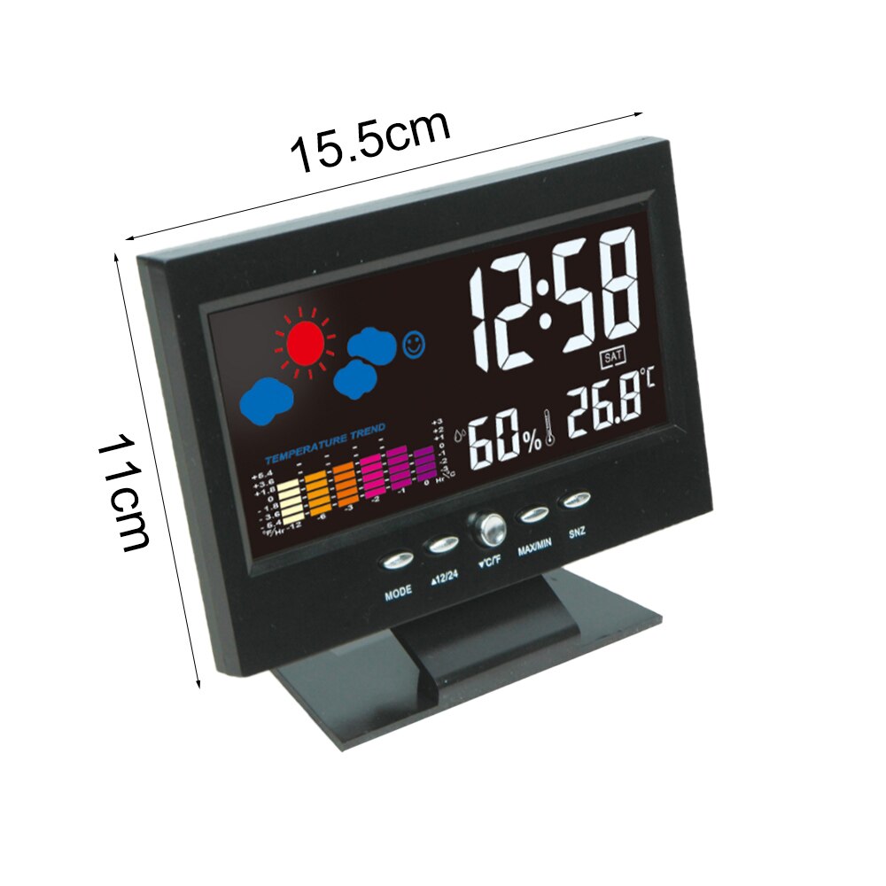 Indoor Thermometer Hygrometer Alarm LCD Digital Clock Calendar Weather Station Desk Clocks Temperature Meter Barometer
