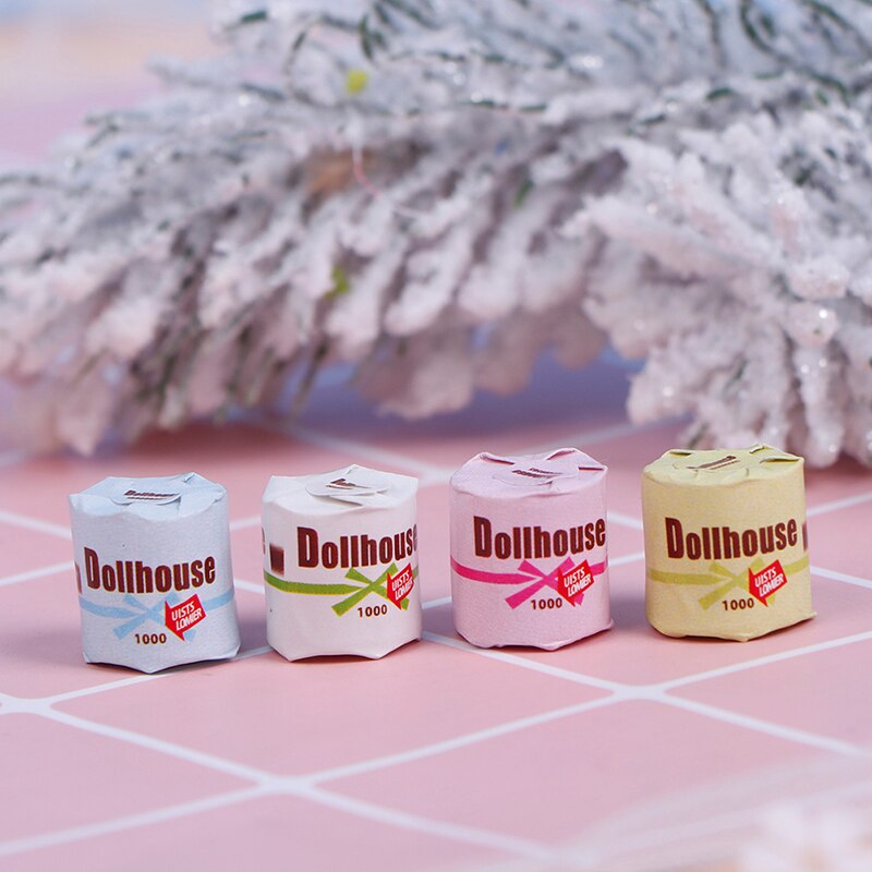 2 stücke 1/12 Skala Puppenhaus Miniatur Mini Gewebe Papier Rolle Badezimmer Dekor Zubehör