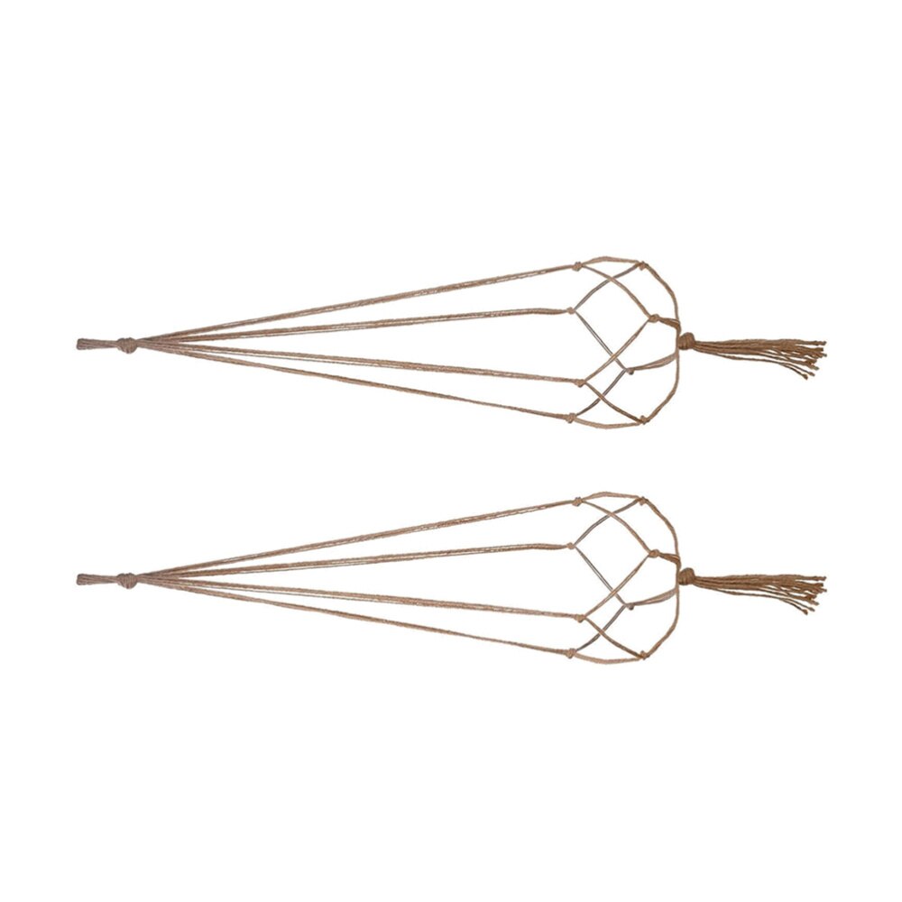 2 sztuk 1.05m Macrame juty wieszak na kwiaty kryty roślina na zewnątrz wiszący kosz robić sufitu pokładzie balkon garnków okrągłych i kwadratowych