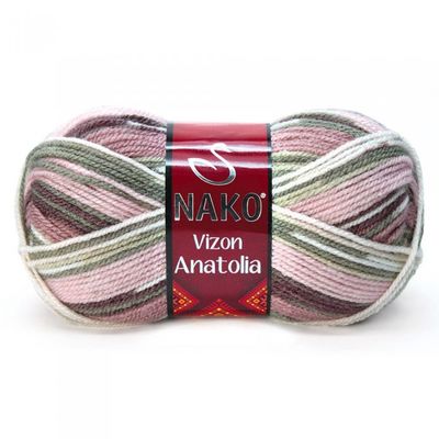 Nako Vizon Anatolia Yarn Dıy Knitting Rope Yarn Multicolor Shawl Cardigan Scarf beanie colored rope Soft 100% Premium Acrylic: 80838