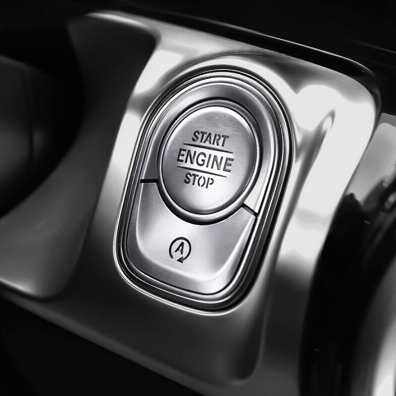 samochód stylizacja dla Mercedes Benz klasa W177 GLE W167 GLB wnętrze automatyczny początek zatrzymać silnik przełącznik wciskany przyciski pokrywa naklejki wykończenia: srebro