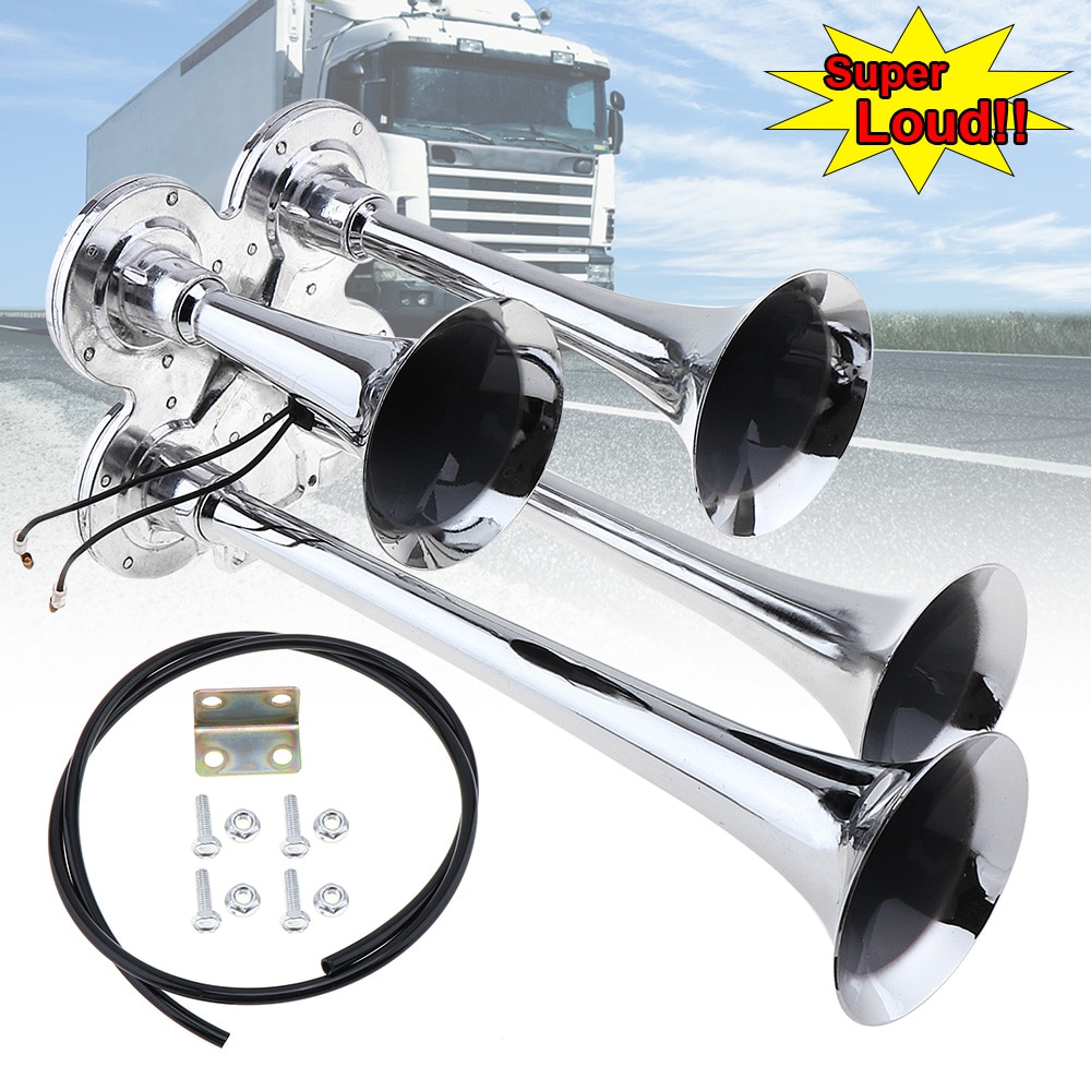 12V / 24V 150dB Super Loud Four Trumpet Air Horn Car Styling Parts Car Auto Loudspeaker for Car Vehicle Truck Train Boat SUV