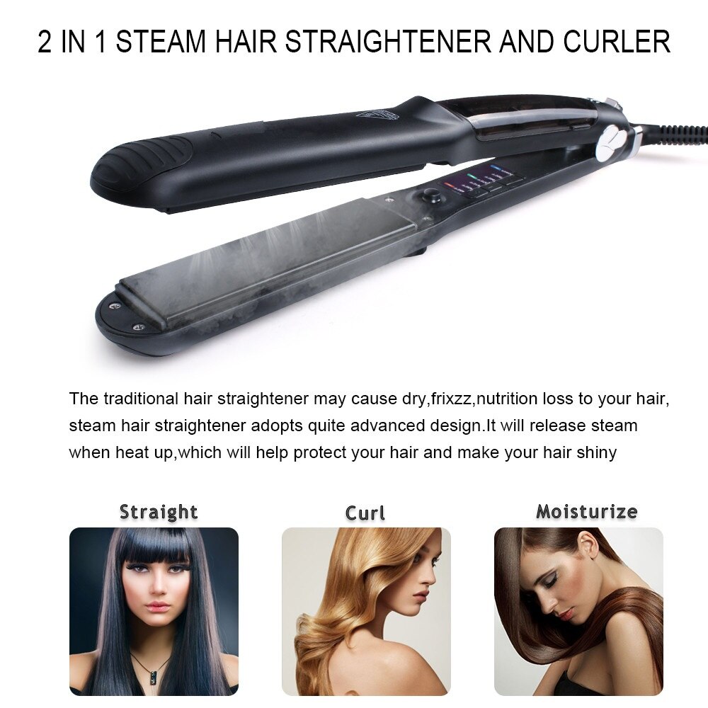 450F Ceramic Steam Hair Straightener with Argan Oil Infusion Steam Flat Iron Ceramic Vapor Fast Heating Iron