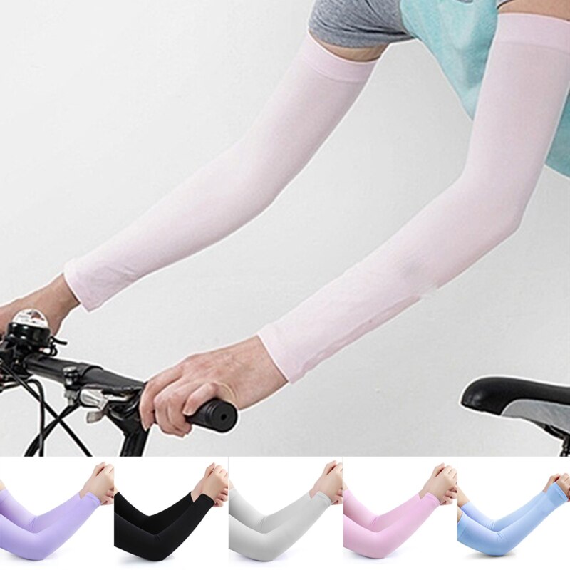Femmes gants UV soleil protéger anti-dérapant glace soie manches bras manches en plein air crème solaire manchette été hommes en plein air équitation mitaine