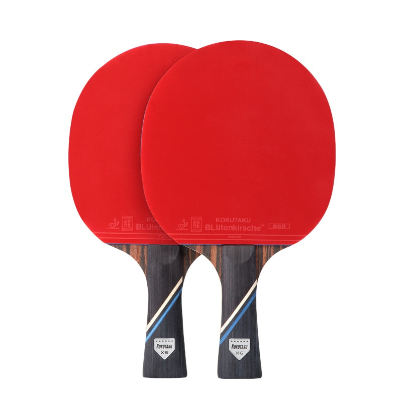 1 Pair 6-stars 7 layers Wood table Tennis Bat Racket Long Short Handle Ping Pong Racket Pimples in For Competition