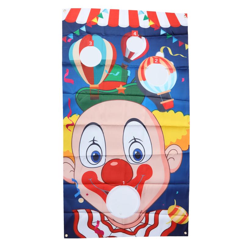Halloween clown sandsäck spel flaggor kasta hängande flaggor roliga utomhus spel cirkus tillbehör med 3 st slumpmässig färg sandsäck