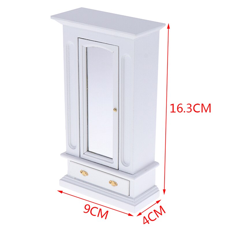 1/12 schaal houten kast garderobemeubel model met spiegel