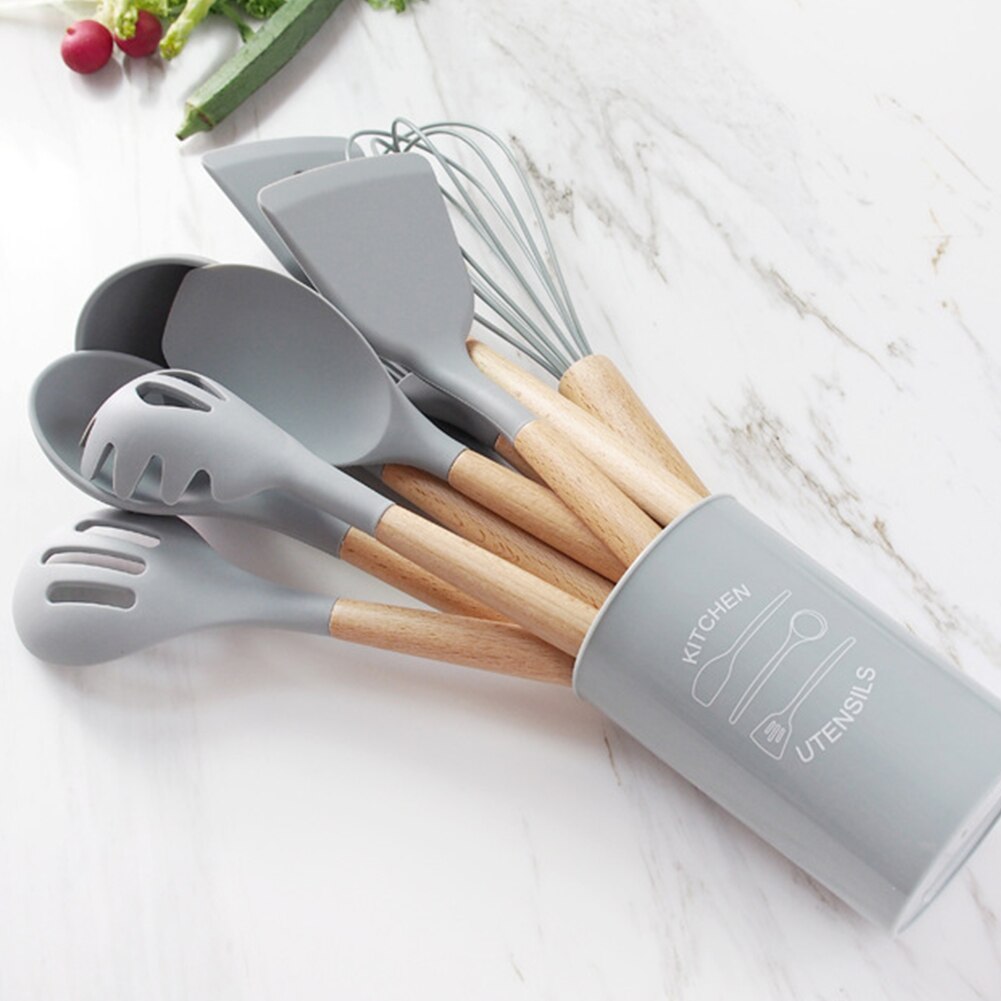 Silicone Kitchenware Cooking Utensils Set Heat Resistant Kitchen Non-Stick Cooking Utensils Baking Tools With Storage Box