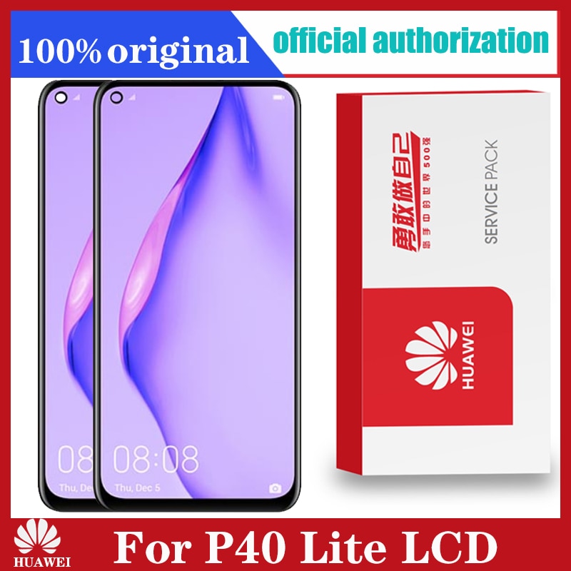 Oryginalny 6.4 ''wyświetlacz wymiana z ramką dla Huawei P40 Lite LCD ekran dotykowy Digitizer zgromadzenie dla Nova 6 SE ekran LCD