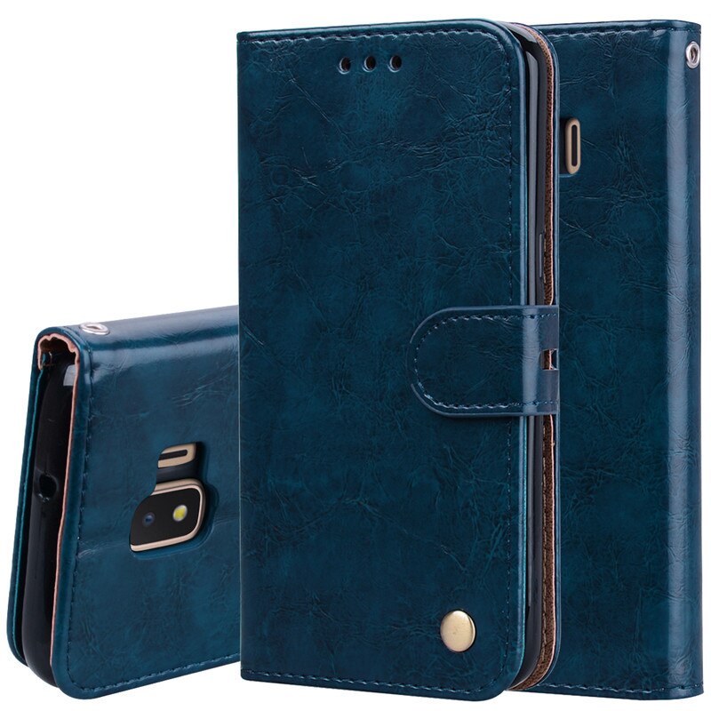 Luxury Leather Flip Case For Samsung Galaxy J2 Core Case Wallet Stand Flip Phone Case For Funda Samsung J2 Core J260F Case Coque: Blue