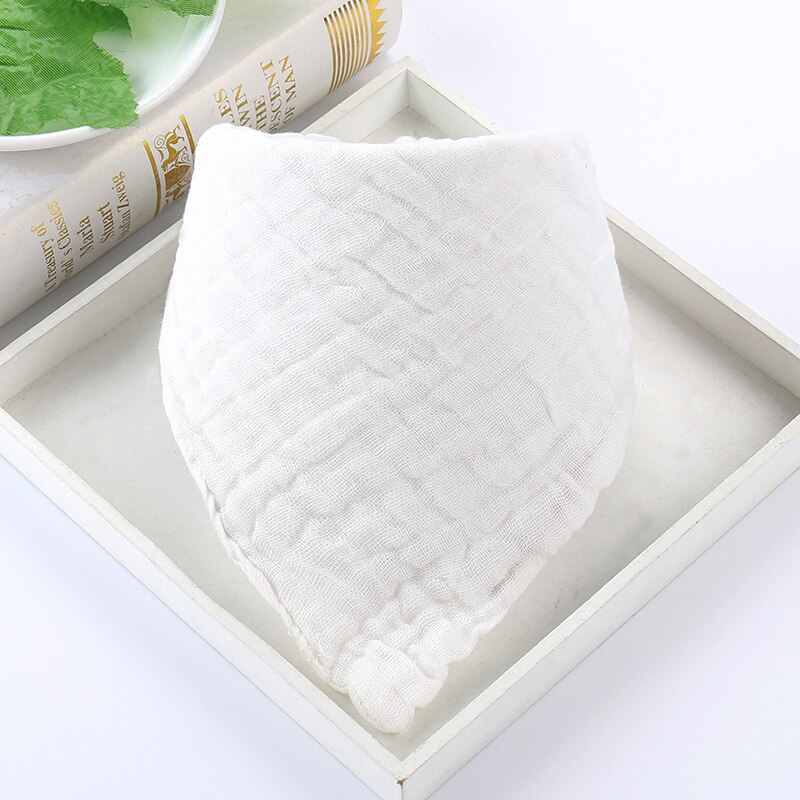 6 lagen 2 stuks door Slabbetjes Mousseline Katoen Driehoek Speeksel Voeden Handdoek Baby Speeksel Fastener Handdoek Baby Meisjes Jongens Burp doeken: White