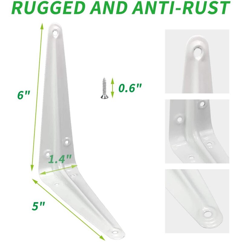 20 Pcs Wall Shelf Bracket L Bracket Angle Support Support, Metal Connection Angle Bracket for Hanging,5 x 6 Inch