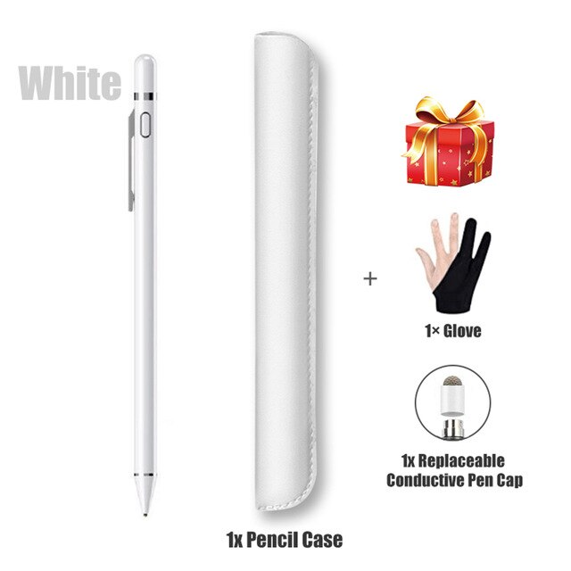 Actieve styluspen voor capacitief touchscreen voor samsung xiaomi huawei ipad tablet telefoons ios android potlood om te tekenen: Wit met pendop