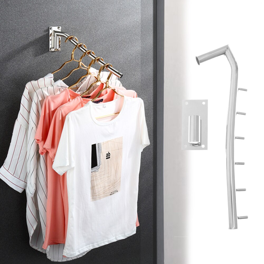 Wall Mounted Clothes Hanger Rack Folding Clothes Hook Stainless Steel Organizer with Swing Arm Holder(Mounting Plate in Random S