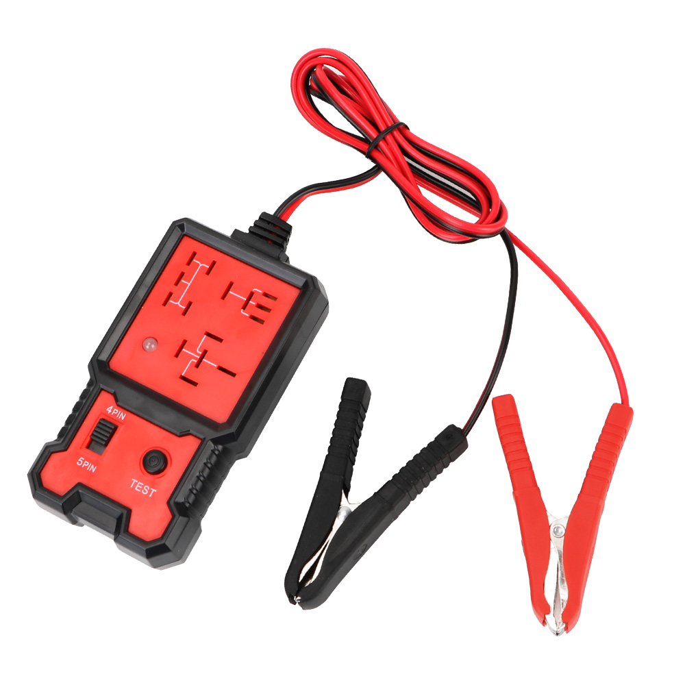 Probador de relé electrónico automotriz, probador de relé de coche Universal, luz indicadora LED de 12V, comprobador de batería de coche, accesorios de coche: Rojo