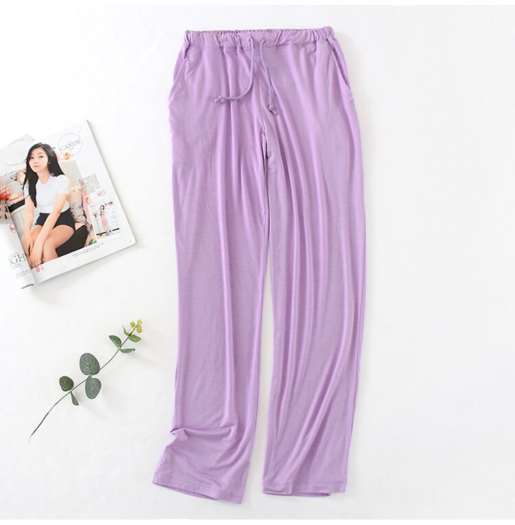 Zomer Vrouwen Broek Modale Dunne En Najaar Pyjama Thuis Broek Losse Grote Maat Sport Stretch Kan Gedragen Worden buiten: purple / M