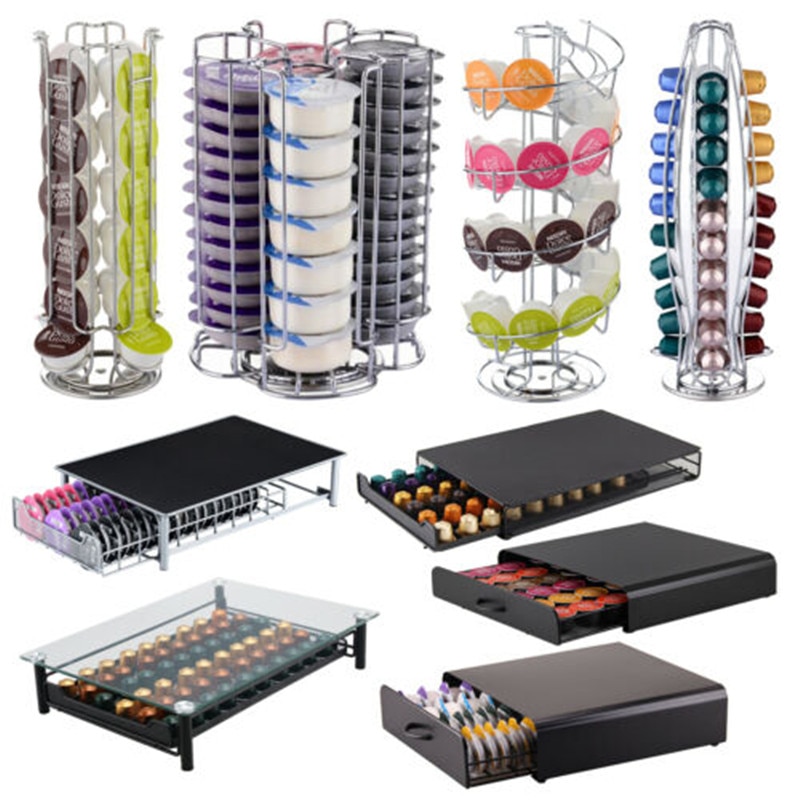Coffee Pod Drawer Coffee Capsule Holder Holding 40pcs Coffee Capsules For Nespresso Metal Big Capacity Multifunctional